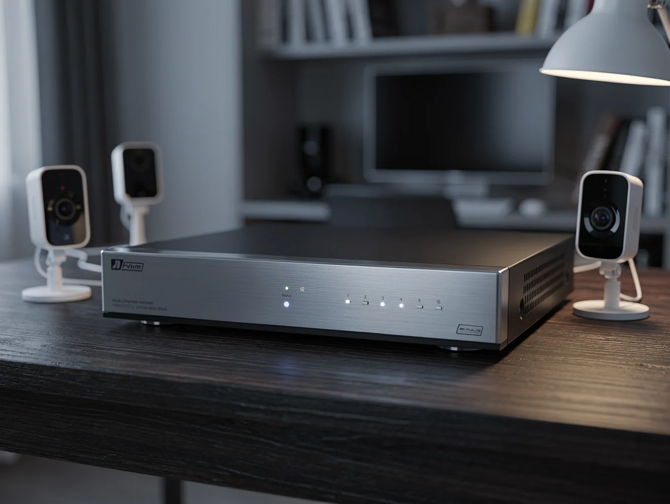 Multi-channel network video recorder console with surveillance cameras